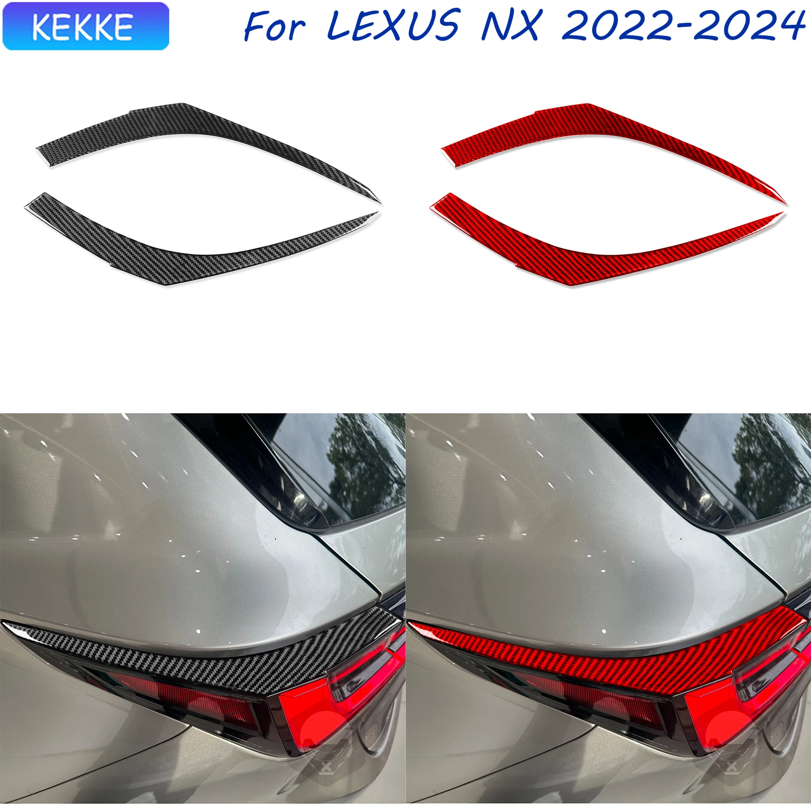 

For Lexus NX Accessories Interior 2022-2024 Rear Tail Lights Eyebrow Carbon Fiber Trim Strip Tuning Sticker Auto Decal Accessory