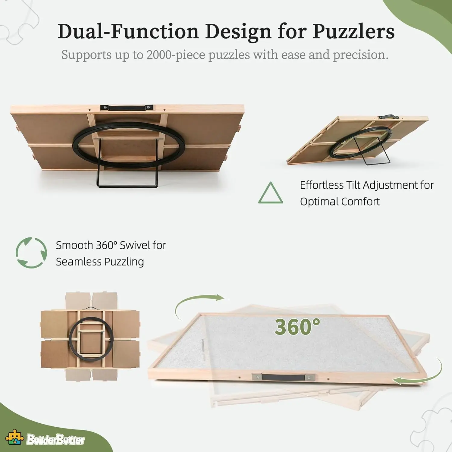 Planche de puzzle inclinable et rotative 2 en 1, 2000 pièces, table de puzzle portable 40,16 x 28,5 pouces avec 4 tiroirs et couvercles