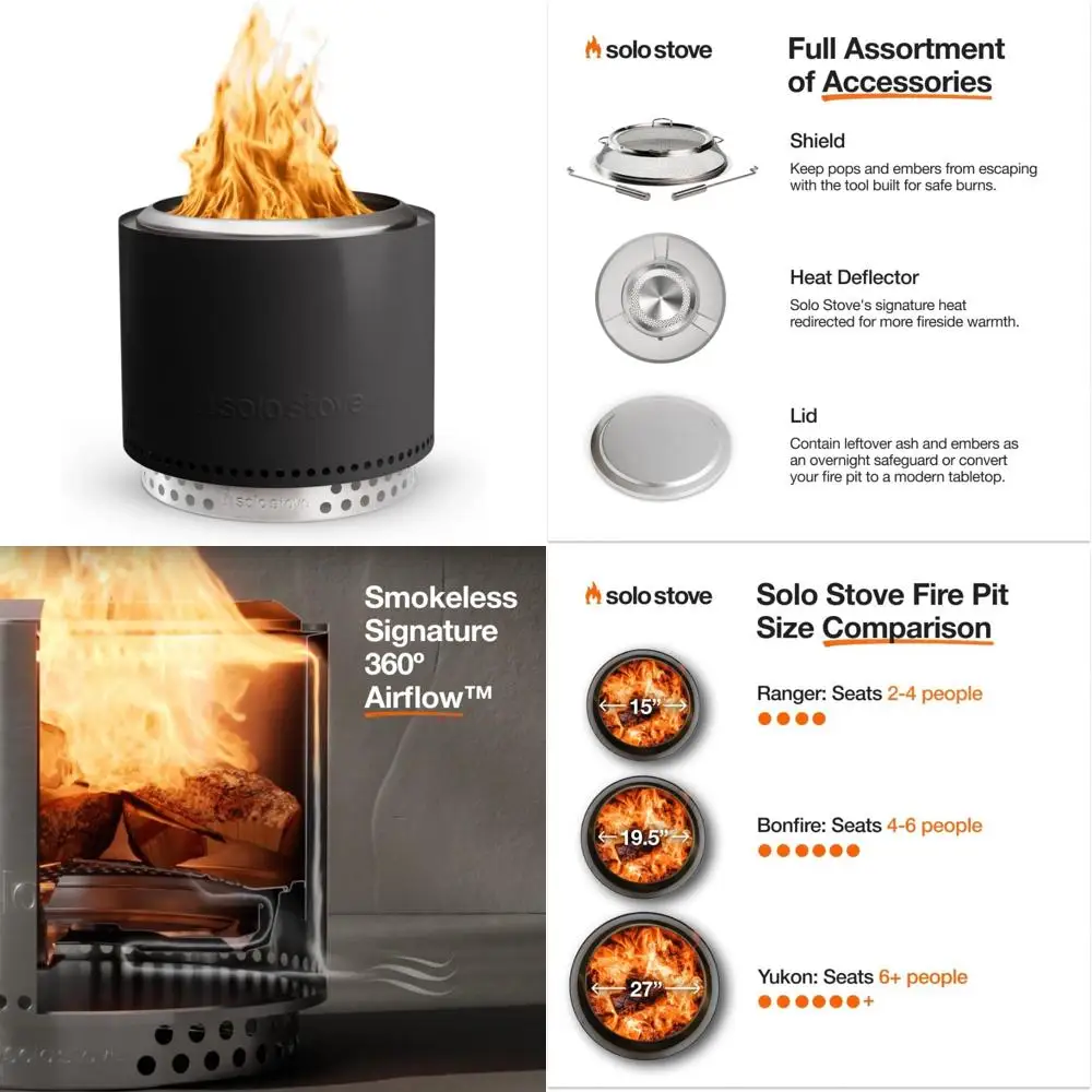 

portable outdoor fire pit, 19.5" smokeless stove with removable ash pan