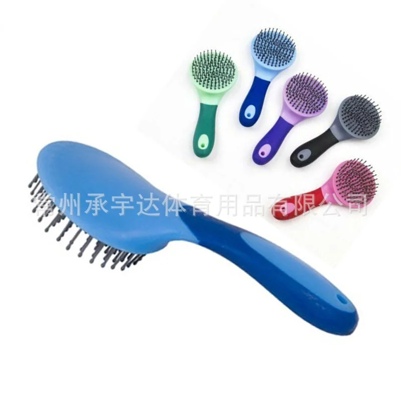 Horse Mane & Tail Brush Round Shaped Soft Rubber Grip  Needle Bristles Stable Cleaning Kit Horse Grooming Brush new