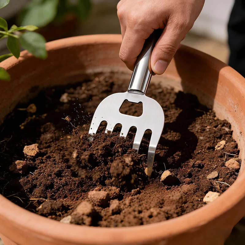 

Heavy-Duty 5-Tine Soil Cultivator Suitable for Soil Aeration & Planting, Durable Plastic Garden Tool with 5 Tines for Lawn Care