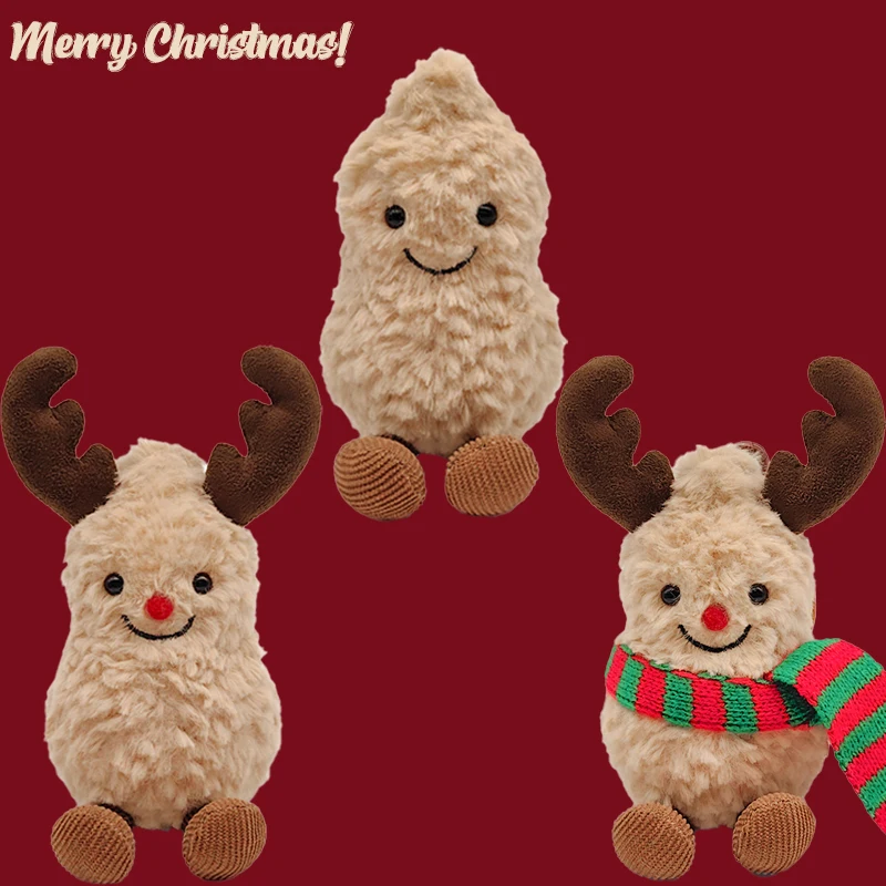 Exquisitos juguetes de peluche de maní, decoración de ambiente para fiesta de Navidad, regalos decorativos suaves y bonitos para festivales para niños