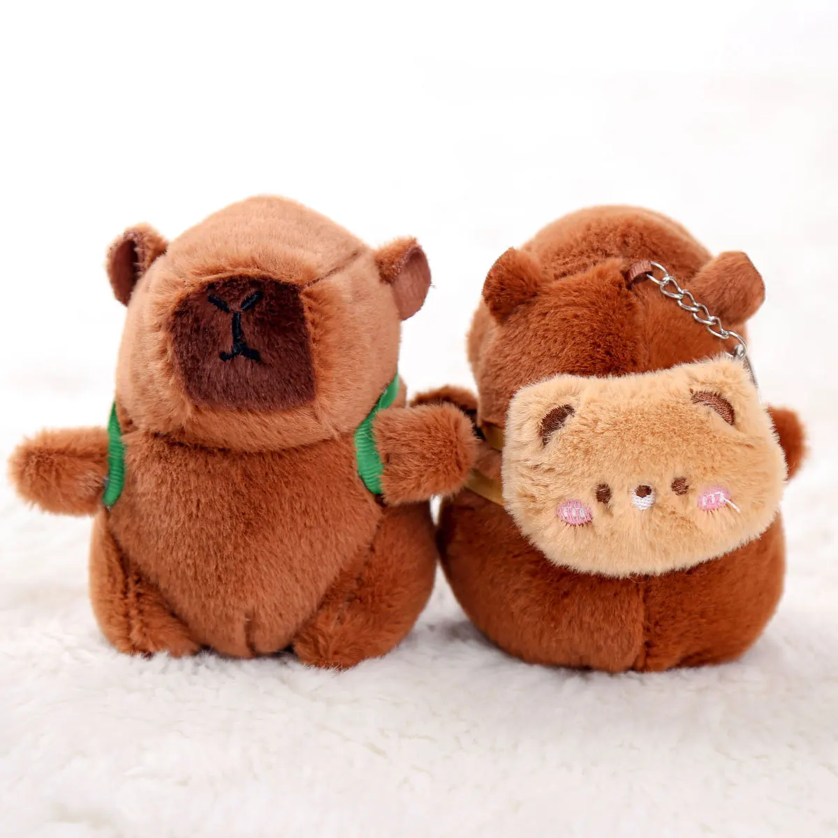 Schattige Capibara pluche pop hanger sleutelhanger konijn kikker rugzak pluche gevulde pop cartoon Capybara sleutelhanger kinderen verjaardagscadeau