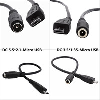 3A 5.5 x 2.1mm / 3.5 x 1.35mm DC Power Charger Adapter Converter Connector Female to Micro USB 5pin Male for Laptop/Tablet 0.2M