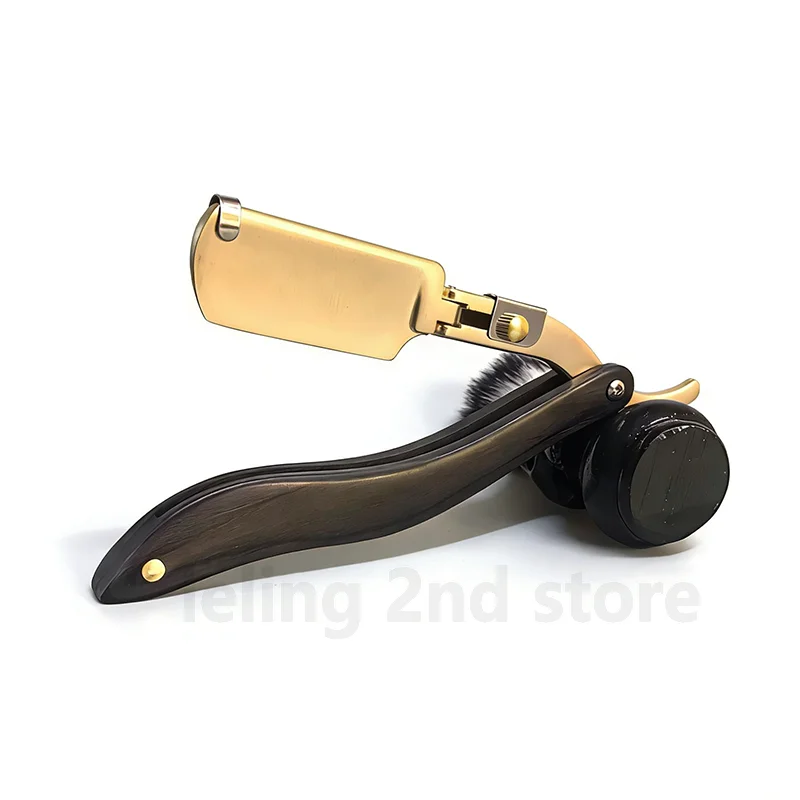 New Senior Black Wood Handle Blade Shaving Razor Professional Barber Shaver Razor Men's Replaceable Blade Shaving Razor Men Gift