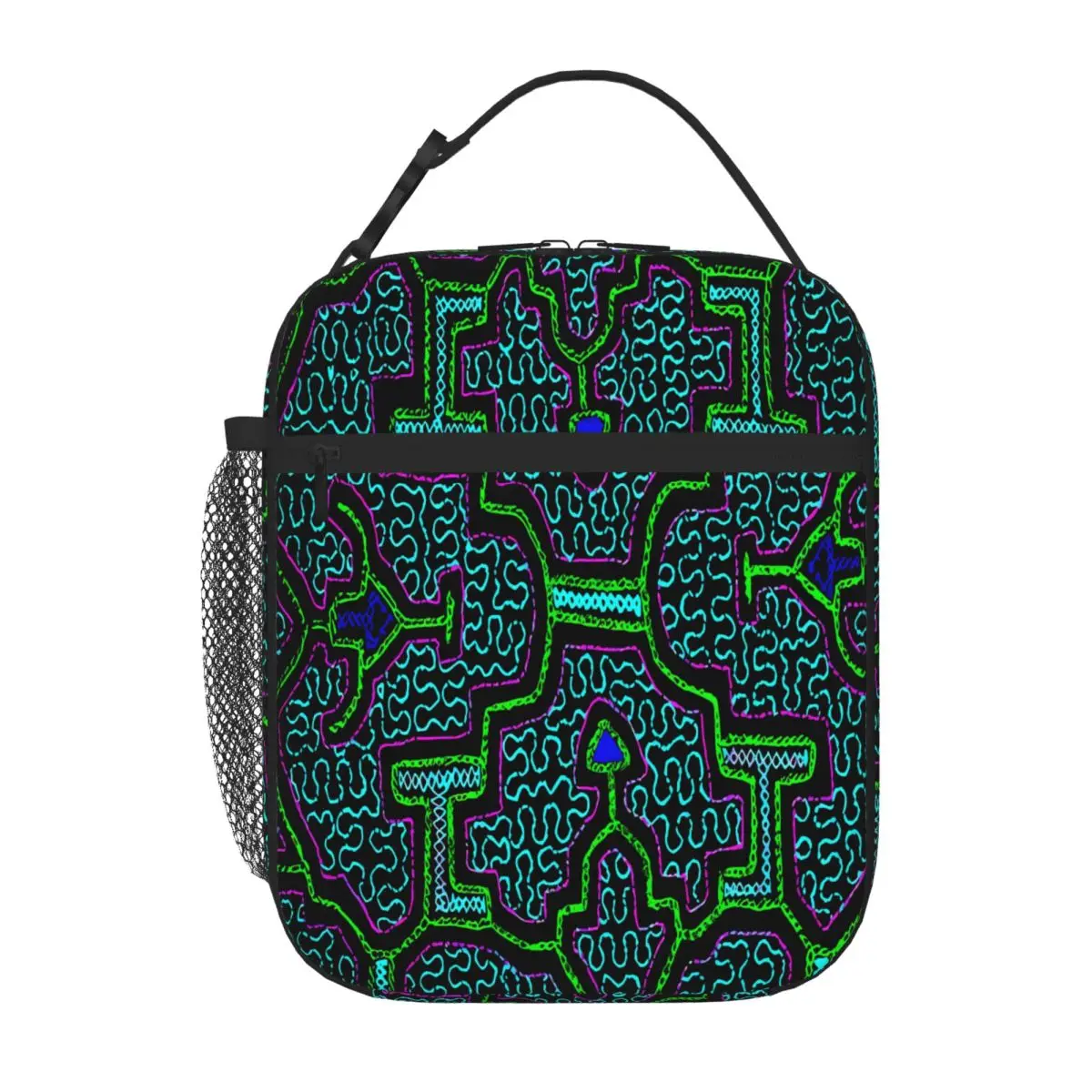 Bestselling Visions Of Green Shipibo Style Graphic Lightweight Lunch Bag Office Break Cooler Lunch Bag