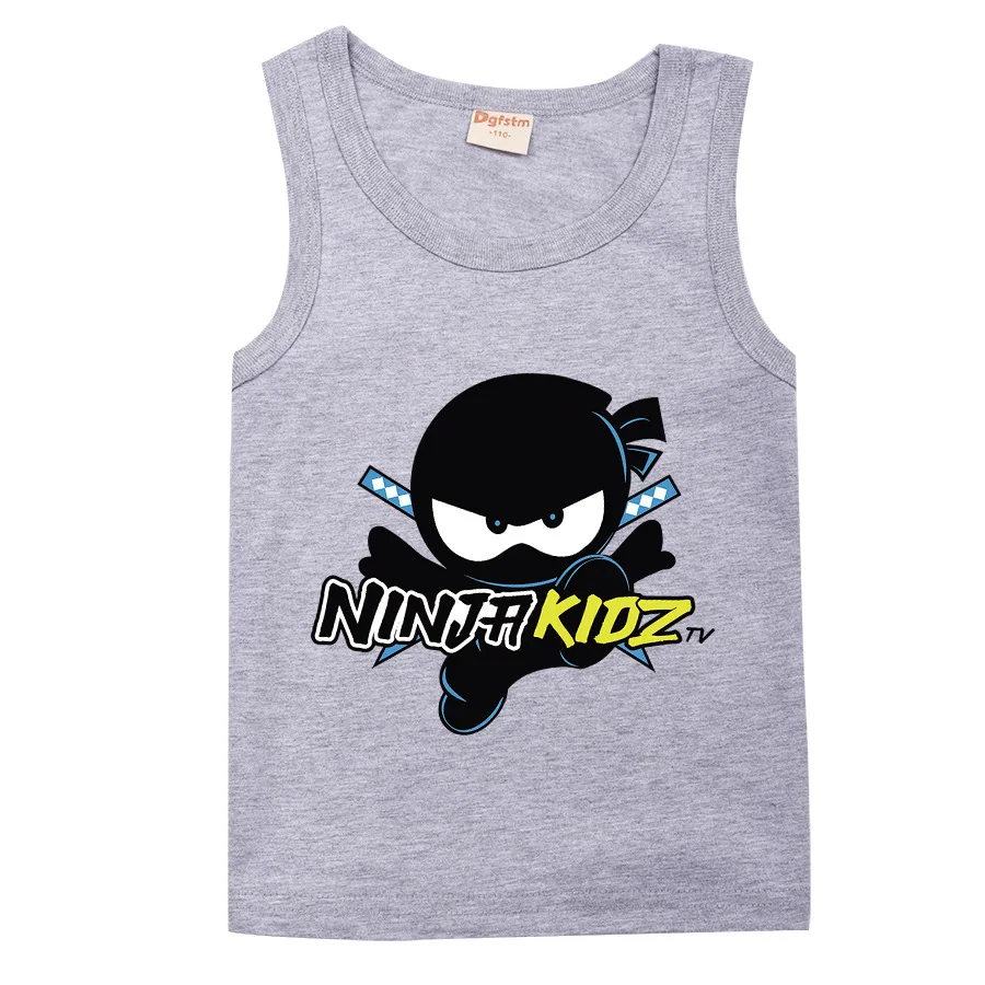 Hot Sold NINJA KIDZ Toddler Summer T-shirt Vest Teenage Girls Clothing Cotton Boys Boutique Kids Tees O-Neck Children Tops