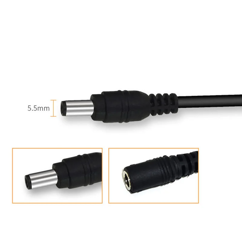 DC12V Power Extension Cable 5.5mm*2.1mm Connector Male To Female For LED Lamp CCTV Security Camera Black Power Cable Cord
