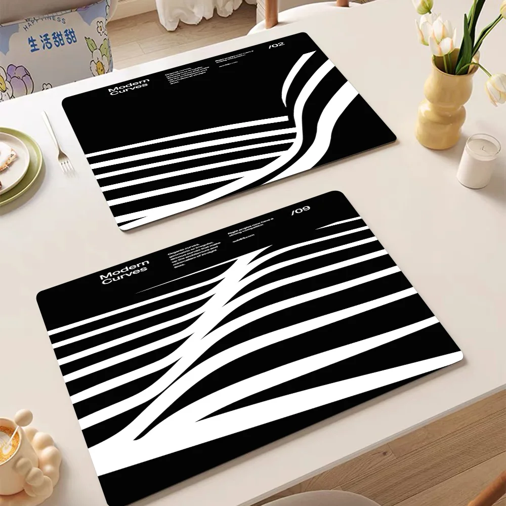 

Black And White Modernism Coffee Dish Quick Drying Kitchen Absorbent Drained Placemat For Table Bathroom Kitchen Draining Pads