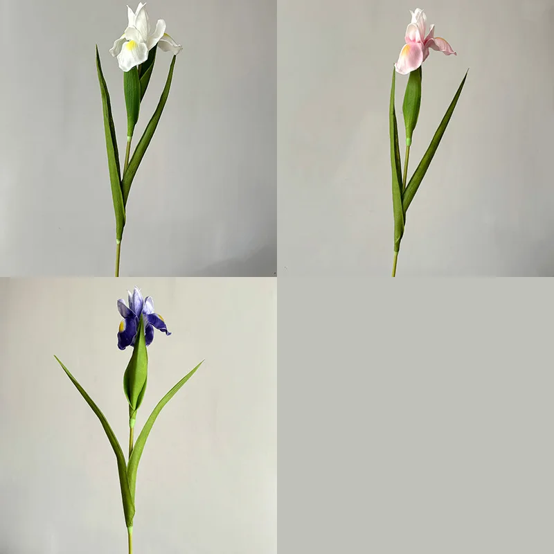 22.8 Inch Artificial Iris Flower Real Touch PU Faux Flowers for Home Decor Elegant Floral Arrangement #4