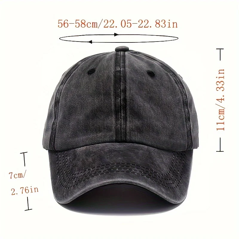 Fashion Letter Print Herren Washed Cap, Lässige Herren Baseball Cap, Used-Look Herren Hut, Verstellbar, Ideal zum Verschenken,