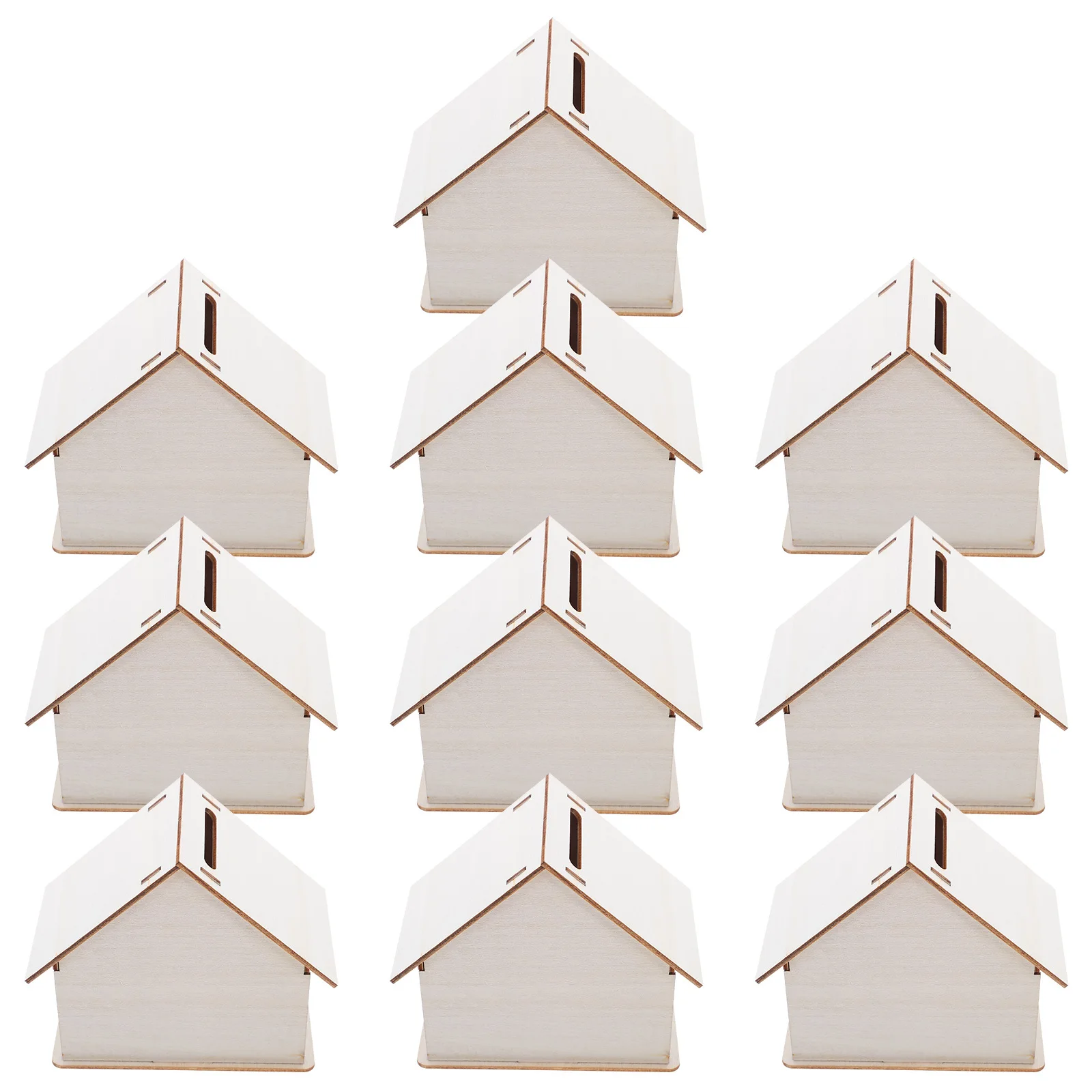 

10Pcs Wooden House Piggy Bank DIY Unfinished Coin Holder for Children Craft Painting Kit Educational Savings Tool Home Decor