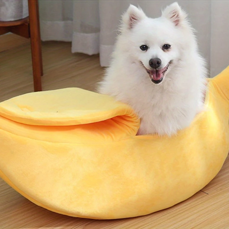 Comfortable Cat Nest Mat Winter Cushion Warm Soft Funny Kitten Sleeping Bag Cute Cozy Banana Shaped Pet Bedding Dog Accessories