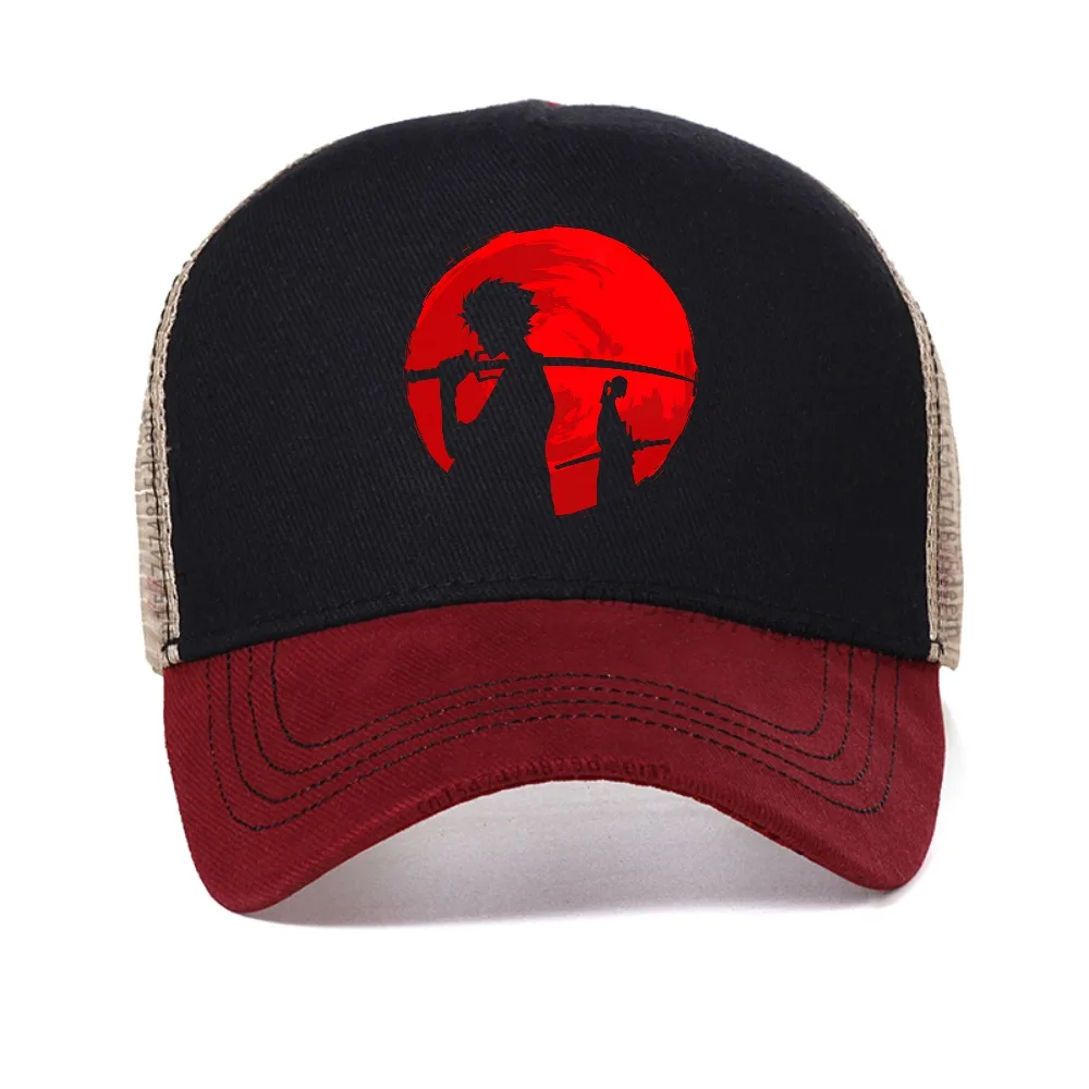 Gorgeous Red Moon Samurai Champloo print baseball cap Unisex Leisure adjustabl mesh trucker caps Breathable Snapback hat