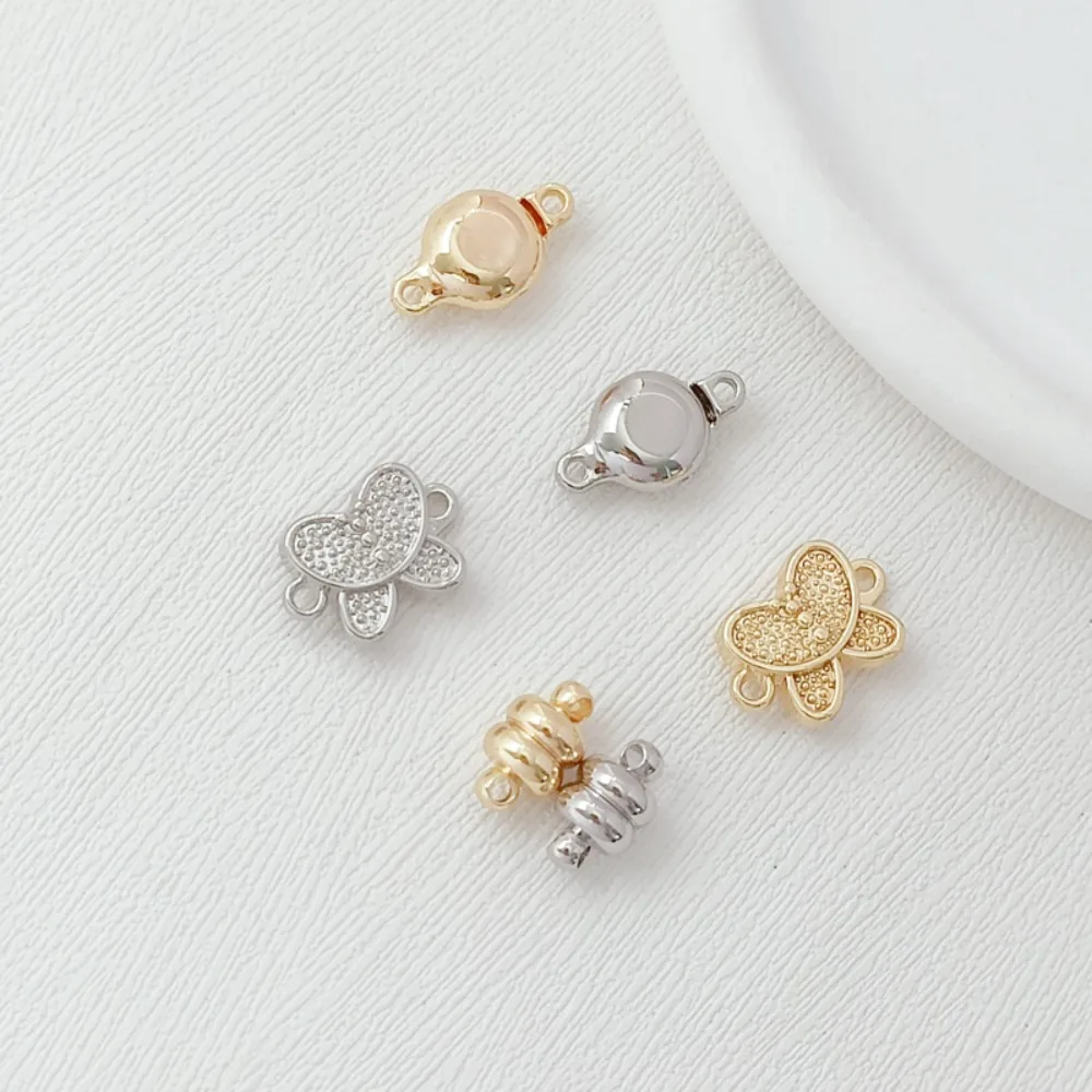 

14K Gold-plated White K Magnetic Clasp, Butterfly Round Bread-shaped Magnetic Clasp, DIY Handmade Bracelet Link Clasp