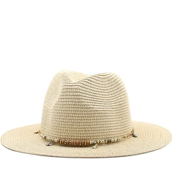 56-58-60CM Big Size Straw Western Cowboy Hat for Men Summer Curling Brim Beach Sun Hats Panama Cowgirl Hats sombreros de vaquero