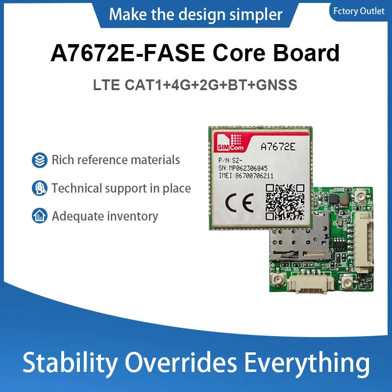 SIMcom A7672E-FASE Development Board Mini Core Board LTE CAT1 Module 4G+2G+GNSS Breakout Kit with Antenna for Europe
