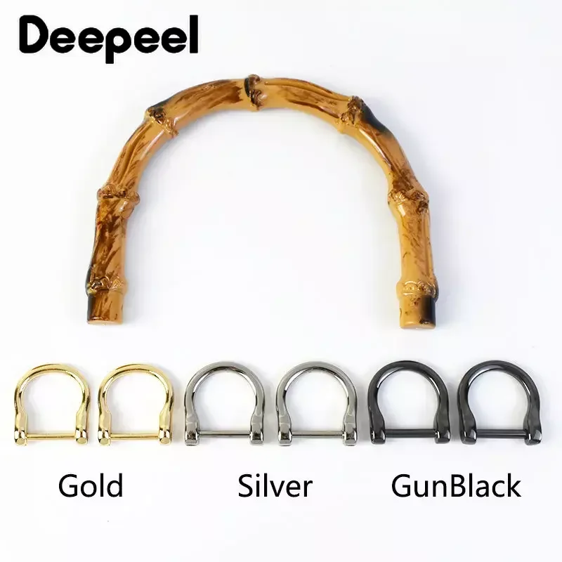 2/5Pcs Deepeel 8/9/12cm U Shape Simulated Bamboo Purse Frames Kiss Clasp Wooden Handbag Handles Hardware Woven Accessory