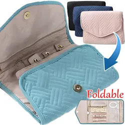 Estuche plegable portátil para joyas, organizador de viaje para pendientes, anillos, collares, broches, bolsa de almacenamiento