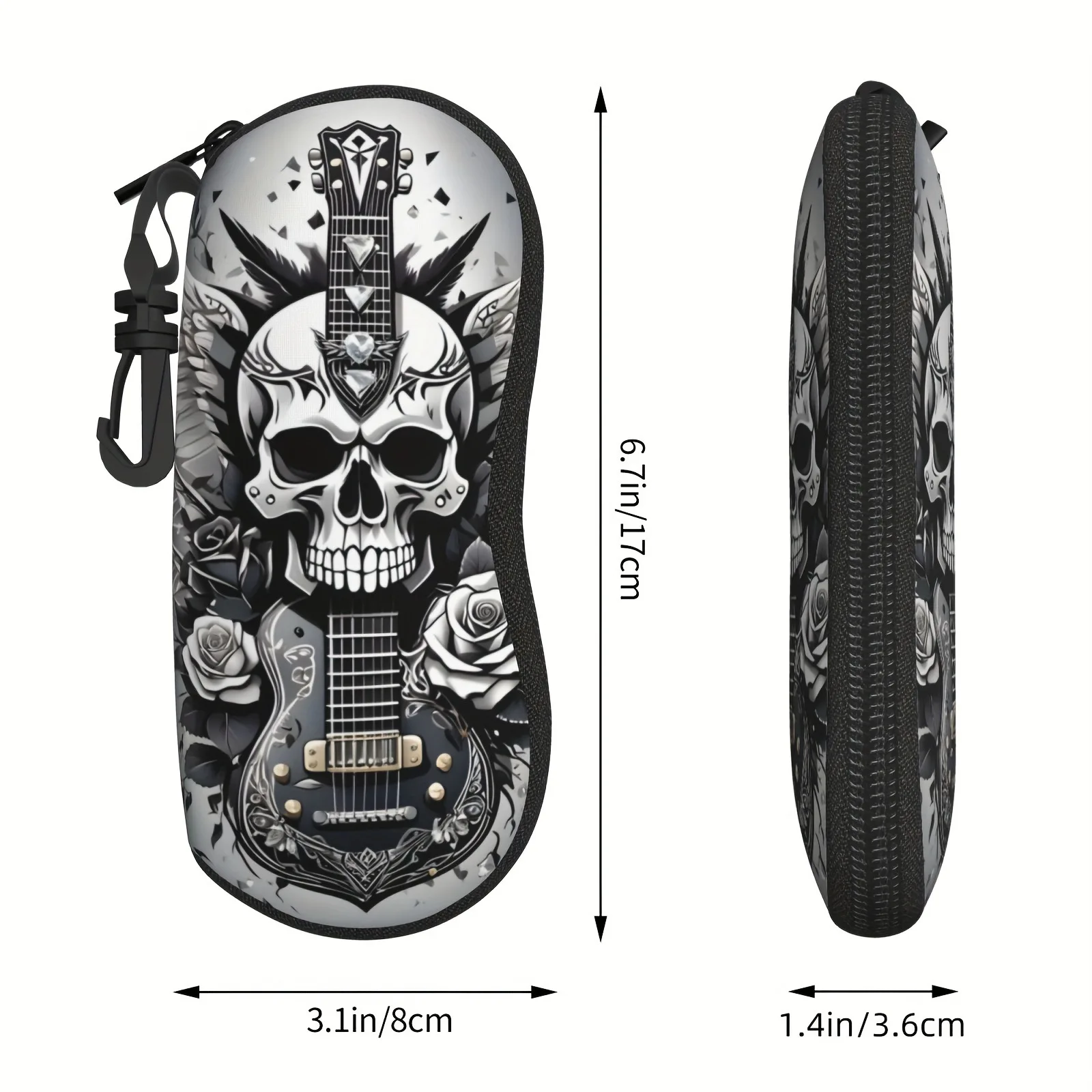 Brillenetui mit Totenkopf-Aufdruck, perfektes Geschenk für Frauen zu Weihnachten oder Alltag – Detail 4