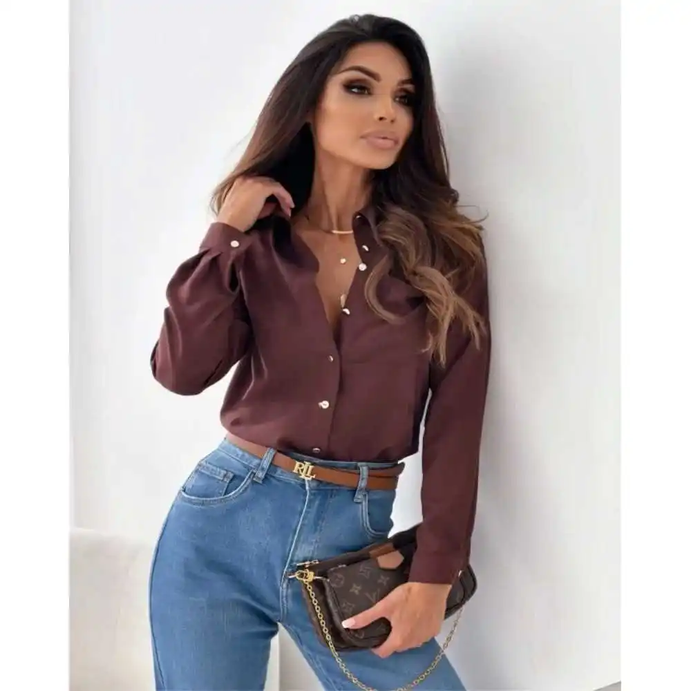 

Ele женская шифоновая блузка весна-лето повседневная длинная Cleanfit Sle синтетическая ткань трапециевидной формы Sve ort Sve тонкая модель