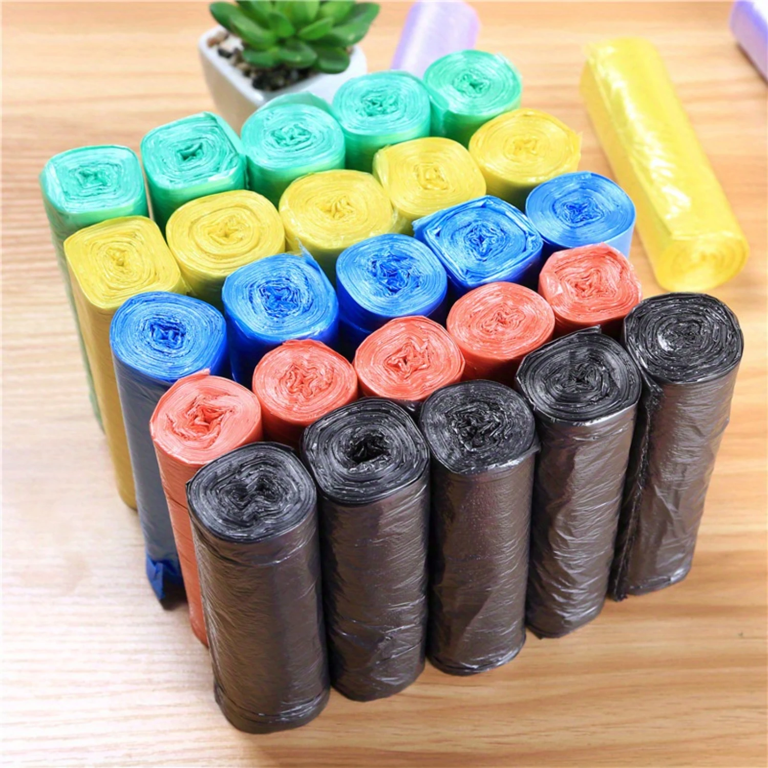 

100pcs/5 Rolls Thickened Garbage Bags - Flat Dot Break PE Plastic Bags - Disposable Plastic Bags - Restaurant Economy Pack 120g