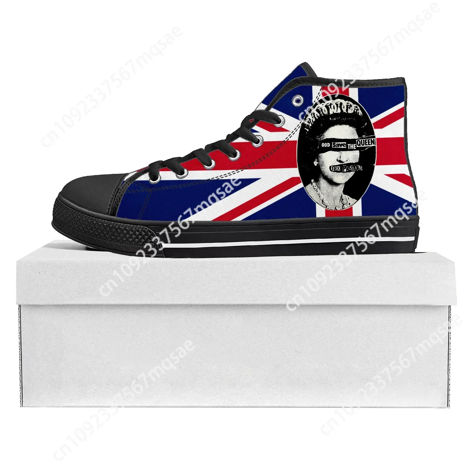 Sex Pistols Punk Rock Band High Top High Quality Sneakers Mens Womens Teenager Canvas Sneaker Casual Custom Made Shoes DIY Shoe