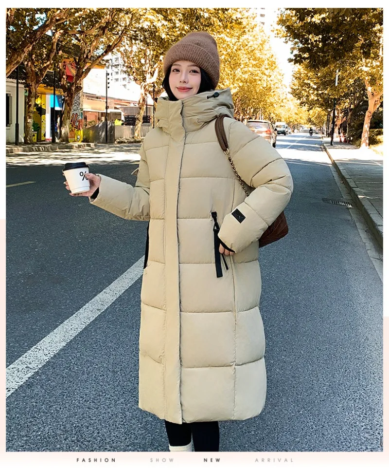 2026 Fashion Down Winter Cotton-padded Jacket Men Women Couple Clothes Long Parkas Thicken Warm Tops Hooded Overcoat Loose Coats