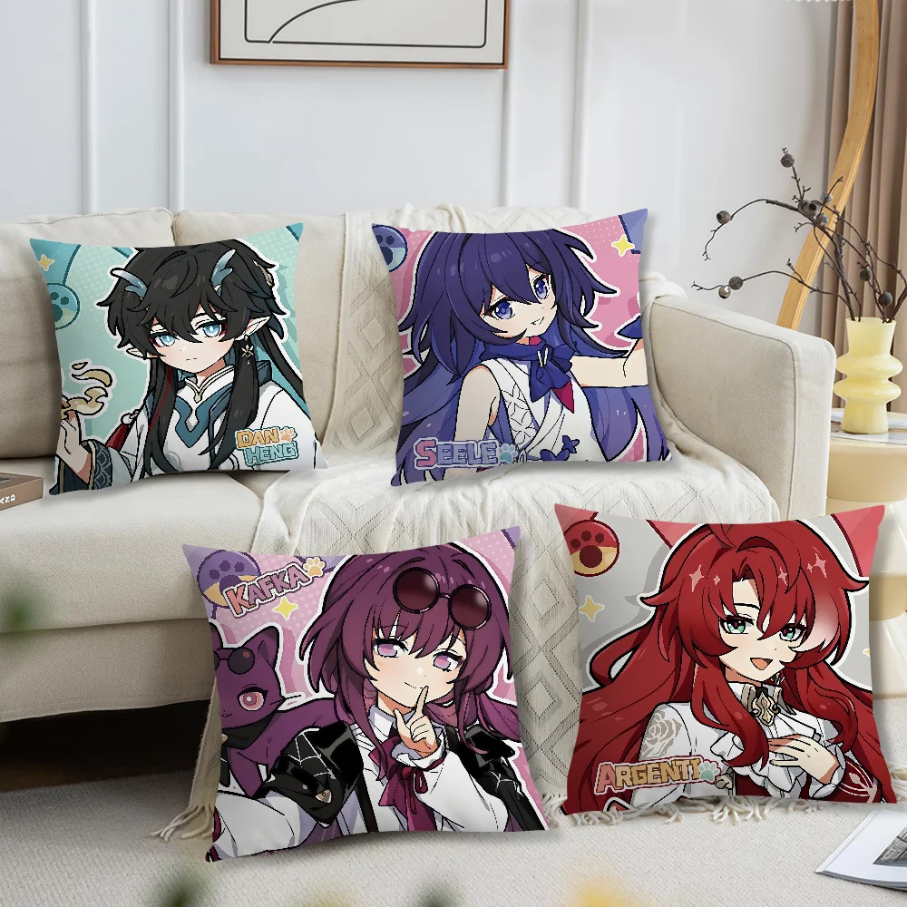 Anime Game Honkai Star Rail chibi cute Comfortable soft Pillow Case for Sofa Living Room Home office Decor Protective Cover