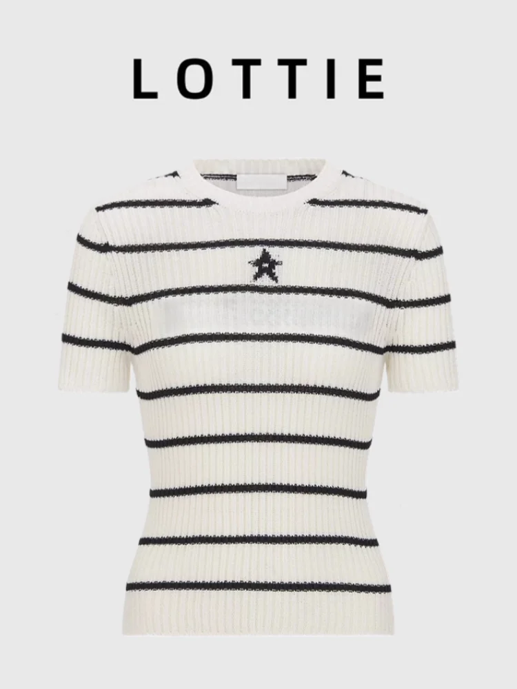 

Lottie Cusized Autumn Winter New Sle Women's ort Sve Knitted Sweater Letter Logo Stripe Five-pointed Star Pattern