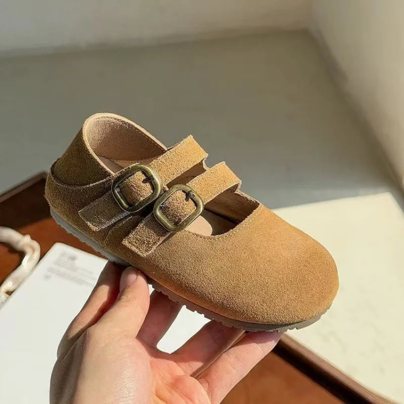 

Girls Suede Flats Shoes Soft Sole Kids Moccasin Shoes Japanese Style Solid Color Simple Children's Casual Shoes Spring Autumn
