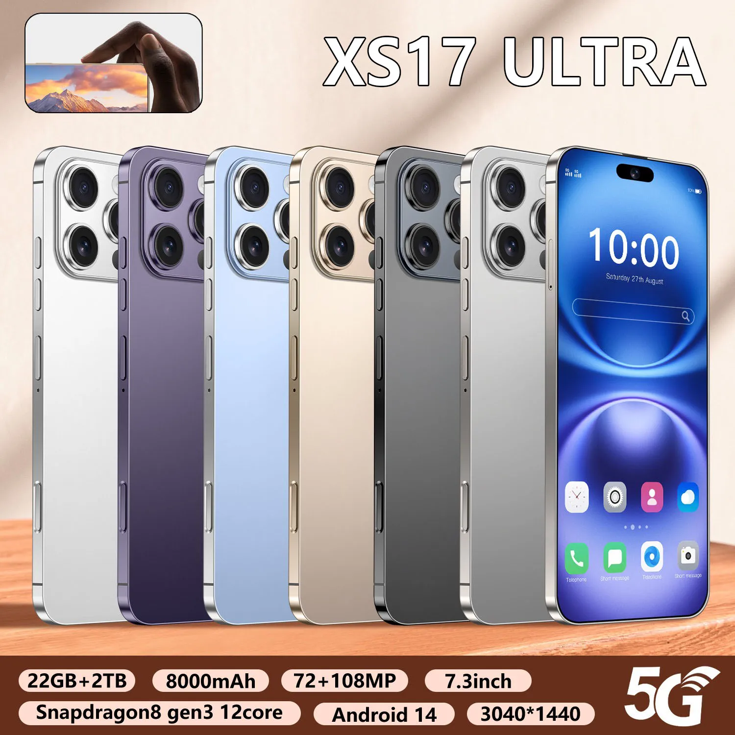 

7.3" Display Phone Case Designed for Snapdragon 8 Gen 3 Performance 8000mAh Battery Life