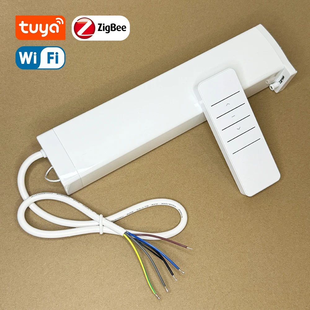 

5-проводной электрический мотор для штор Tuya с радиочастотным дистанционным управлением, 5-линейная моторизованная дорожка для штор, пятипроводное управление всплением карт