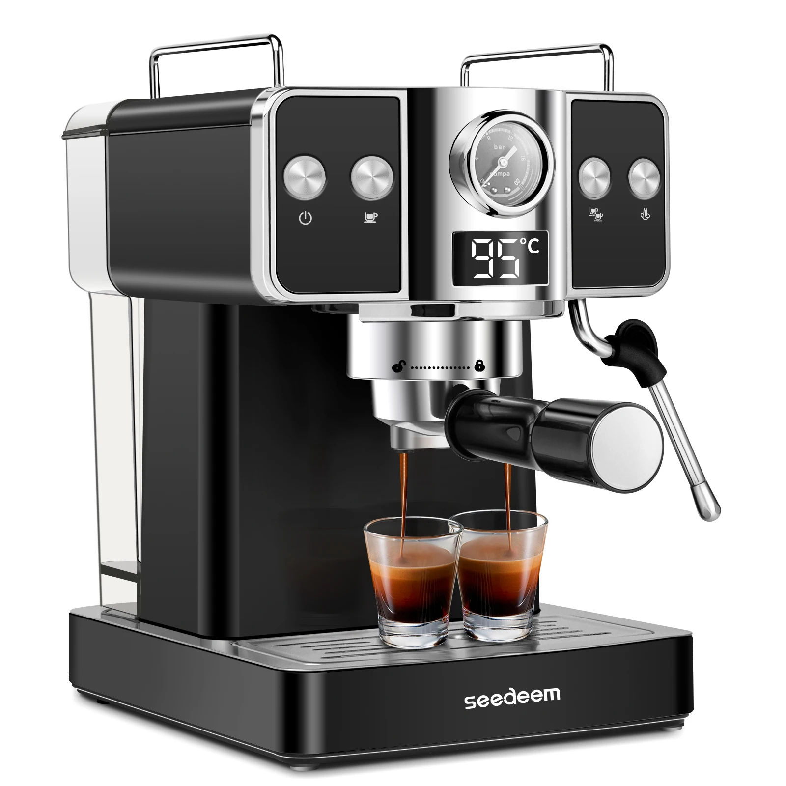 Espresso Machine,20 Bar Espresso Maker with Milk Frother,Stainless Steel,Latte & Cappuccino Machine with 1.8L(60 Fl Oz)