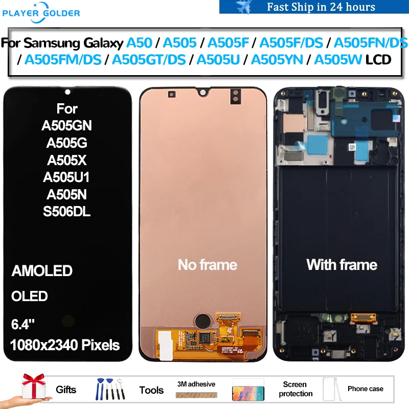 

AMOLED For Samsung Galaxy A50 A505 A505F A505F/DS A505FN/DS A505U Pantalla lcd Display Touch Panel Screen Digitizer Assembly