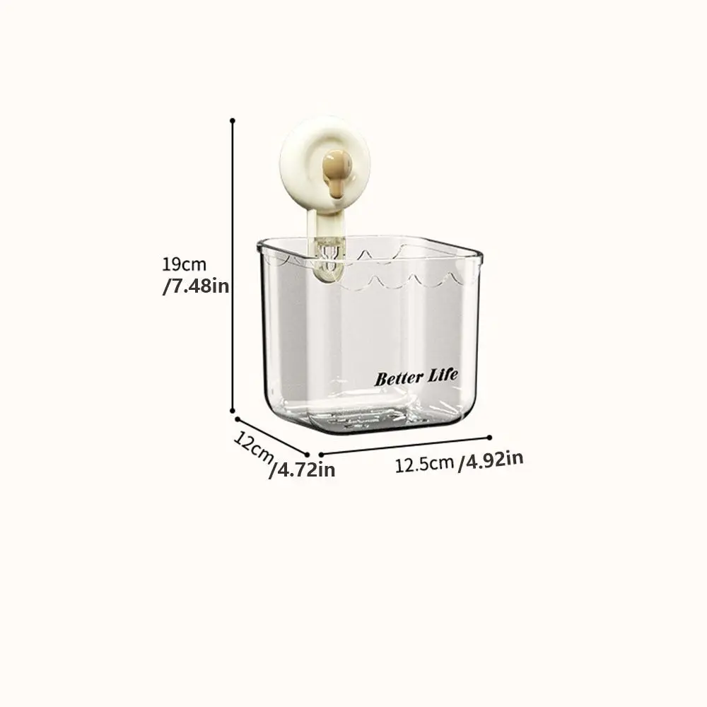 Plastic Suction Cup Storage Box Transparent Removable Kitchen Garlic Holder No Punching Easy Installation Shower Storage Rack