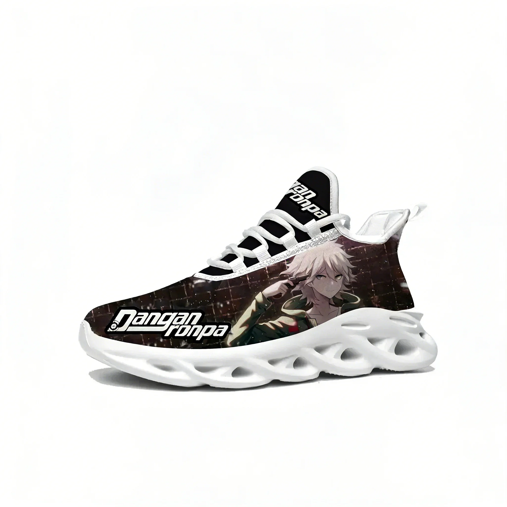 

Cartoon Game Danganronpa Komaeda Flats Sneakers Men Women Sports Running Shoes Custom Built Lace Up Shoes