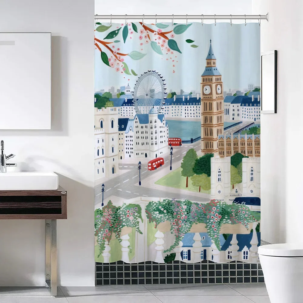 Travel Shower Curtains Bathroom Curtain for Quarto Folding Partition Accessories Bath Bedrooms Houses Rooms Waterproof the Home