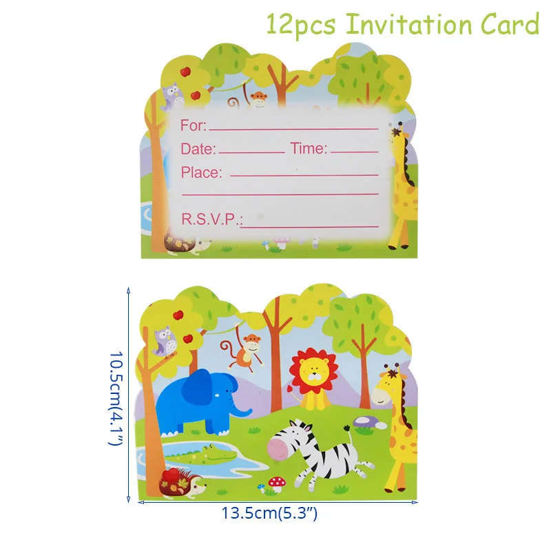 Invitation Thank You Card Cartoon Animals Mermaid Panda Themed Invitation Cards Kids Birthday Party Decor Baby Shower Supplies