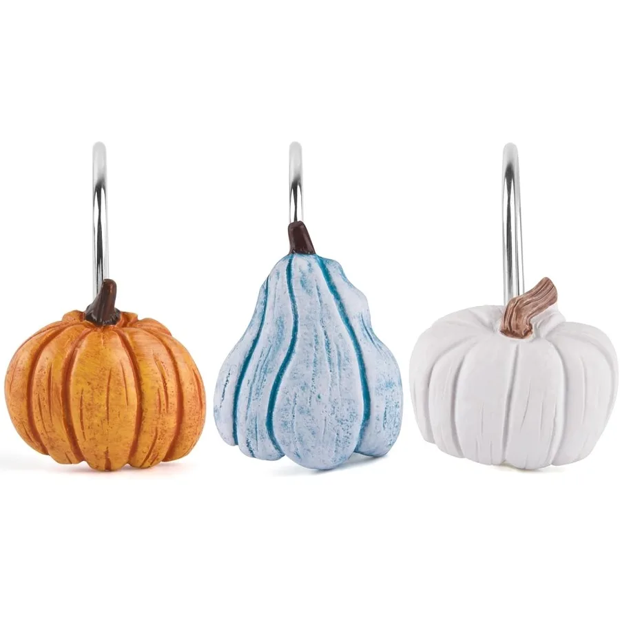 

Осенние декоративные крючки для занавески для душа, кольца, 12 шт., занавеска для душа с тыквой, декоративные аксессуары для ванной комнаты, металлические Rtproof Thanksg