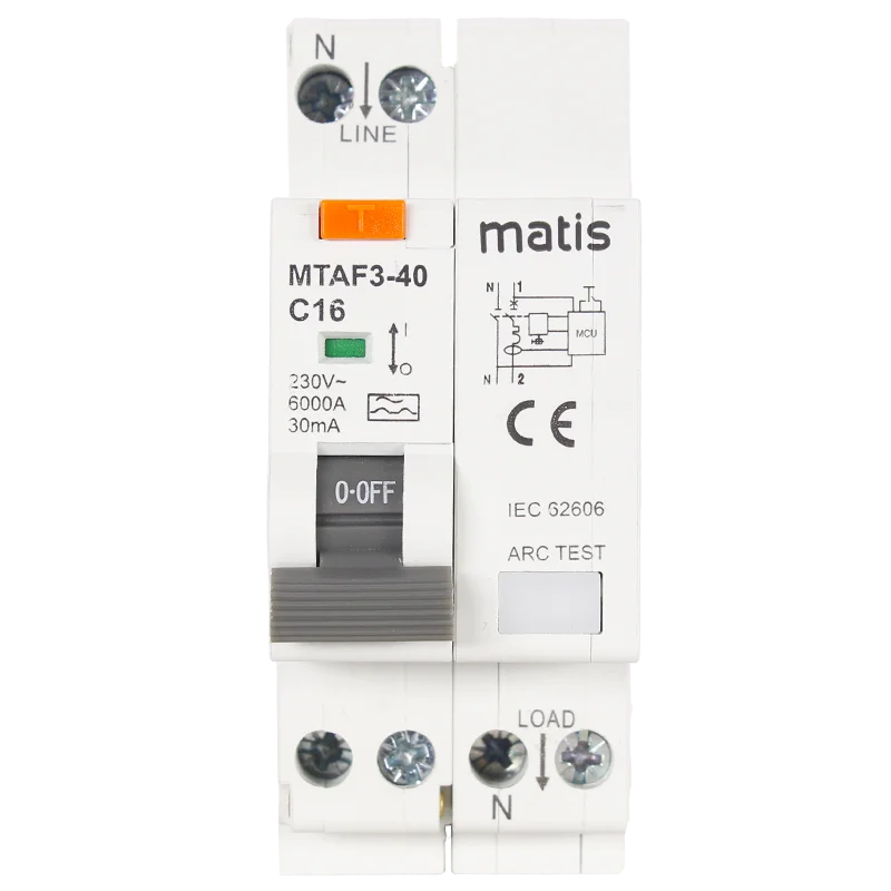 ARC FAULT PROTECTIVE RCBO(AFDD+RCD), TYPE A, TRIPPING CURVE B/C, 6KA, WIDTH 36MM