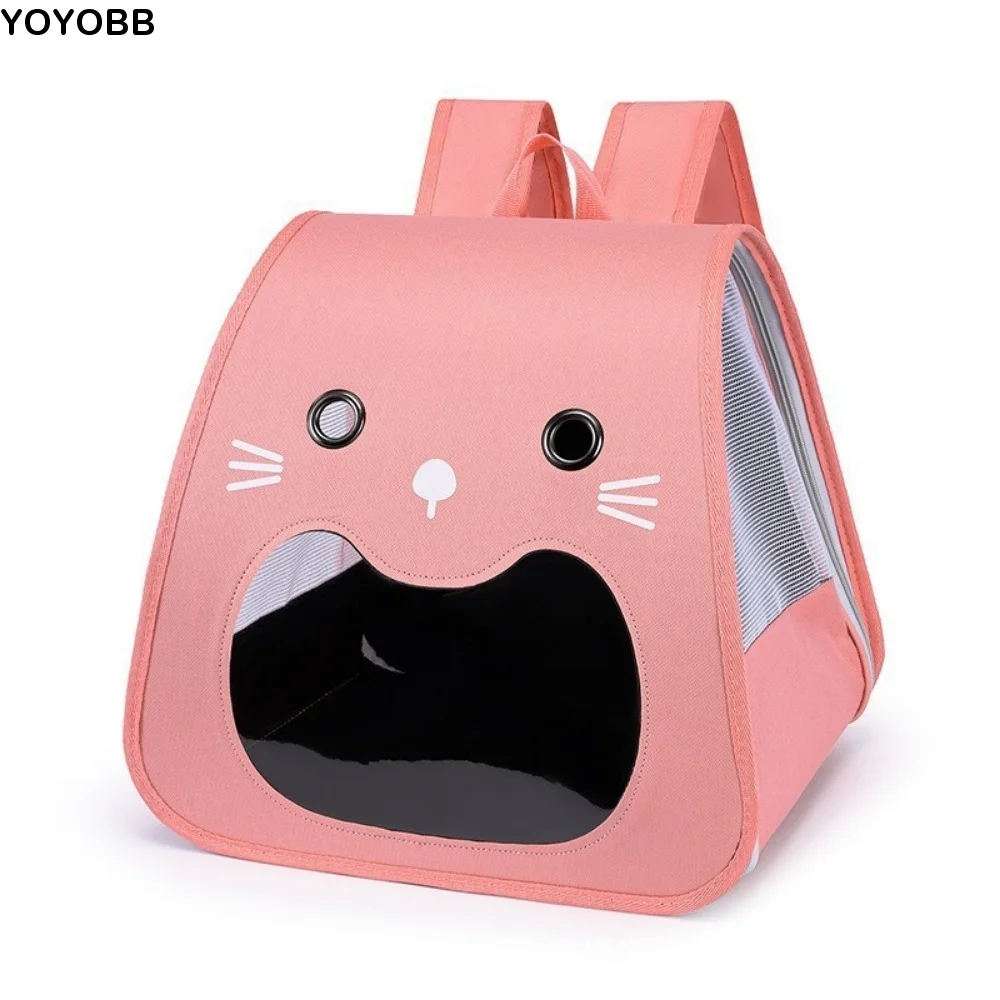 

Foldable Cat Carrier Bag Large Capacity Breathable Pet Carry Backpack Hands-free Adjustable Strap Pet Travel Bag Small Dogs