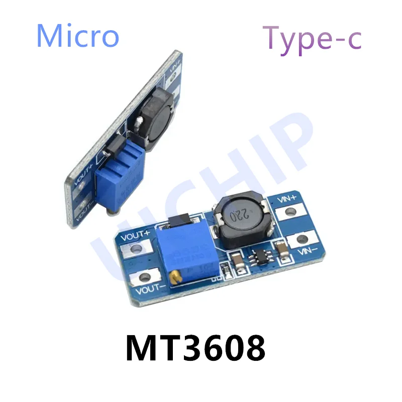 MT3608 type-c/micro 2A Max DC-DC Step Up Power Module Booster Power Module 3-5V to 5V/9V/12V/24V