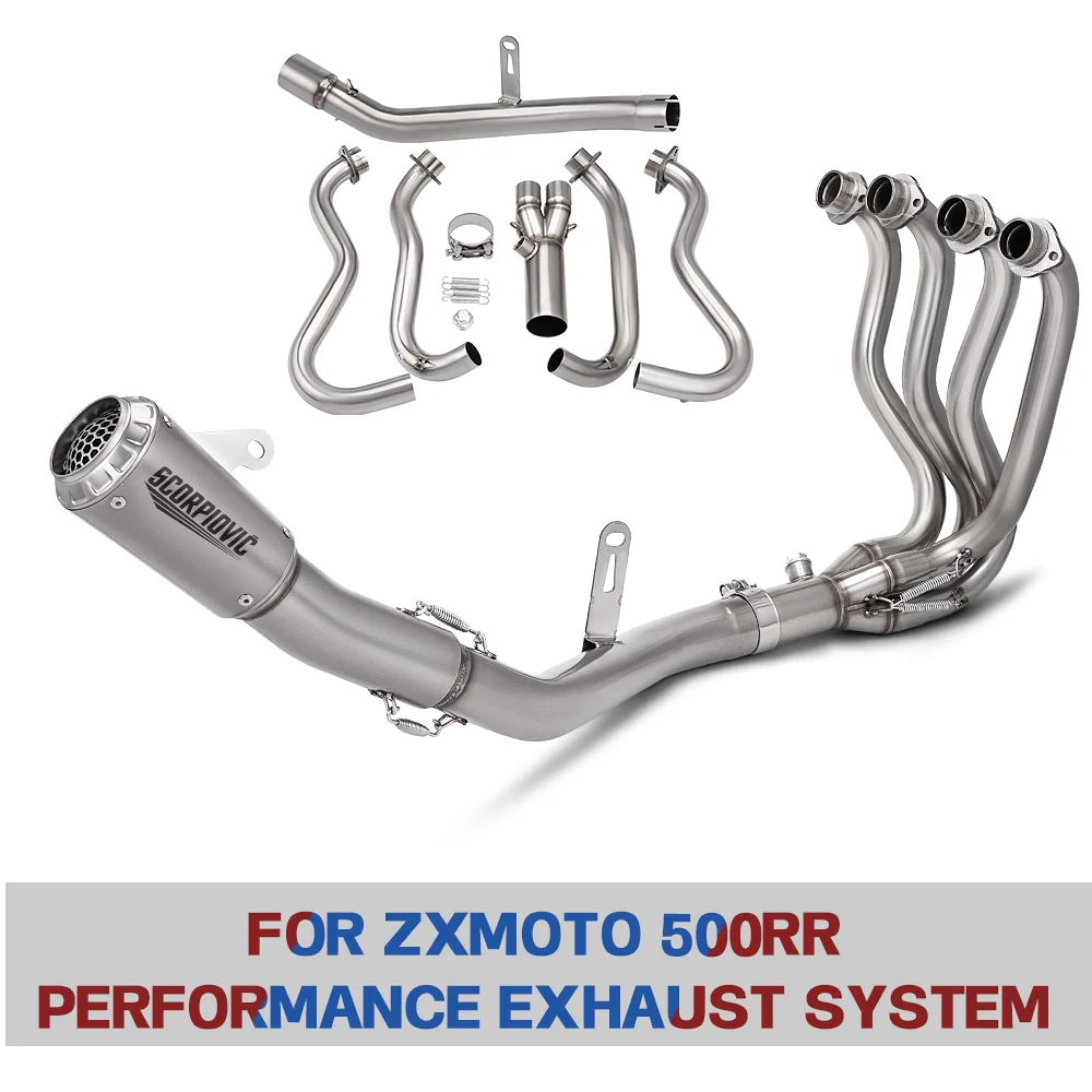 Front Header Tail Pipe Full Slip On Exhaust Kit High Performance Mod Accessories For ZXMOTO 500RR Racing Motorcycle