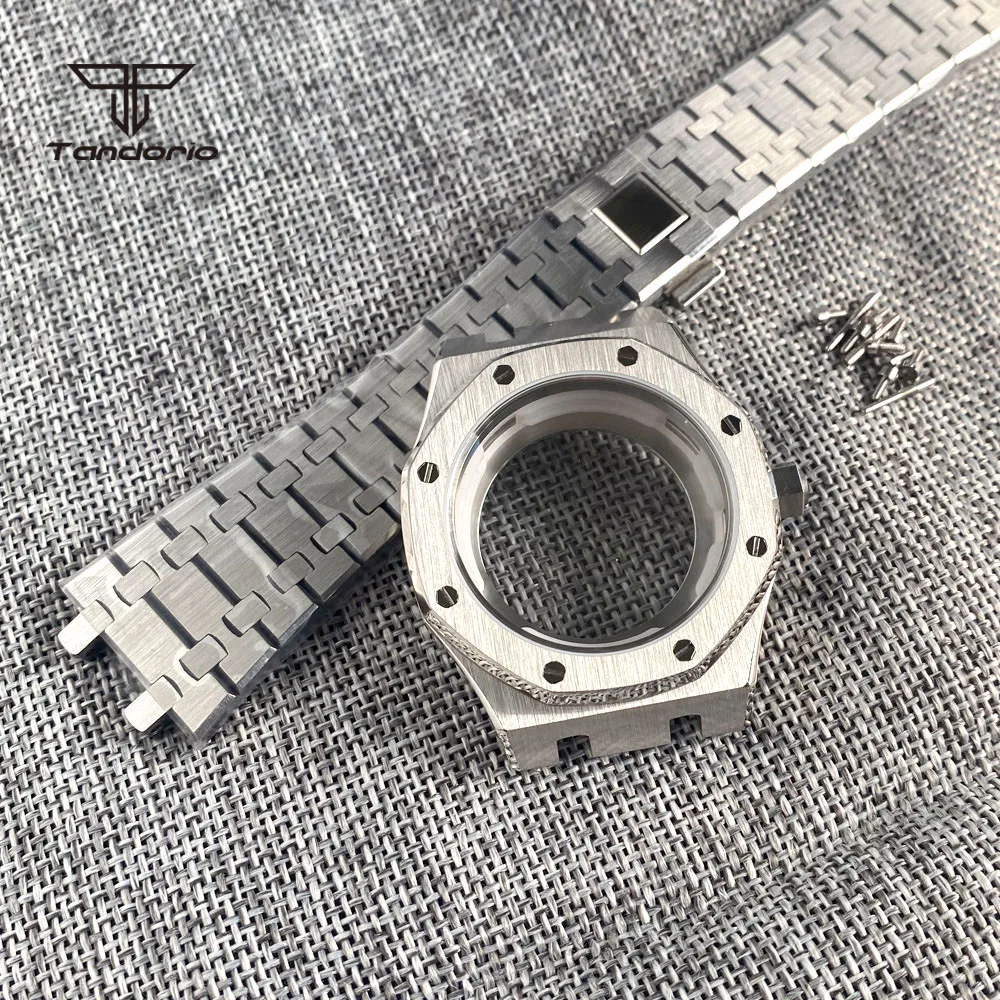 42mm Octagon Design Stainless Steel Brushed Watch Case Bracelet Fit NH35 NH36 Automatic Movement Sapphire Glass See-through Back