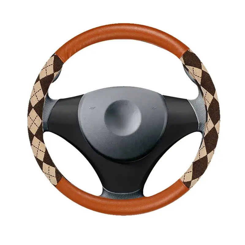 Automobile Steering Wheel Cover Non-Slip Car Steering Wheel Cover Embossed Leather Car-Styling