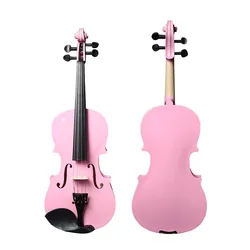 Violín y arco para niños y adultos, instrumento Musical de tilo, Color rosa, 1/4