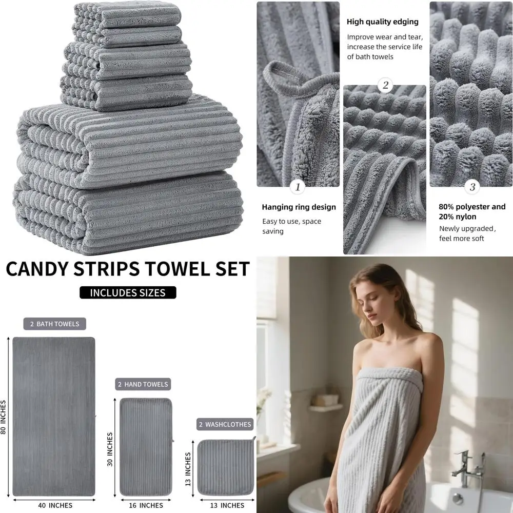 

Набор из 6 сверхмягких больших банных полотенец, 40x80, впитывающая микрофибра, быстросохнущие, роскошные спа-полотенца для дома и спортзала (серые)