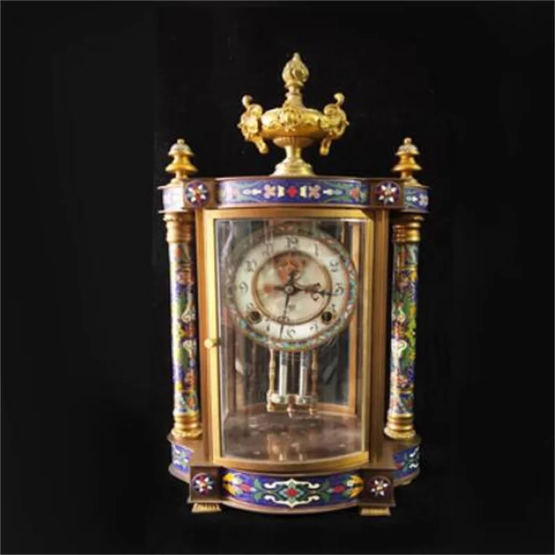 European style Western cloisonn é filigree ancient clock, old-fashioned retro mechanical clock with upper string, home creative