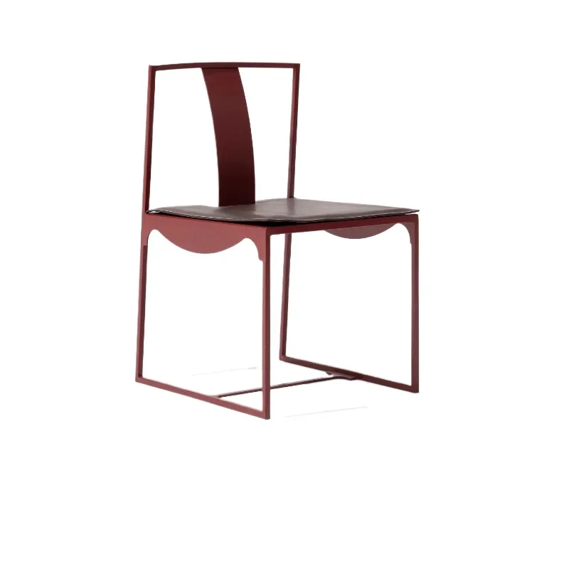 

Canyon Red Single Chair, Whole Leather Cushion New Chinese Taishi Chair